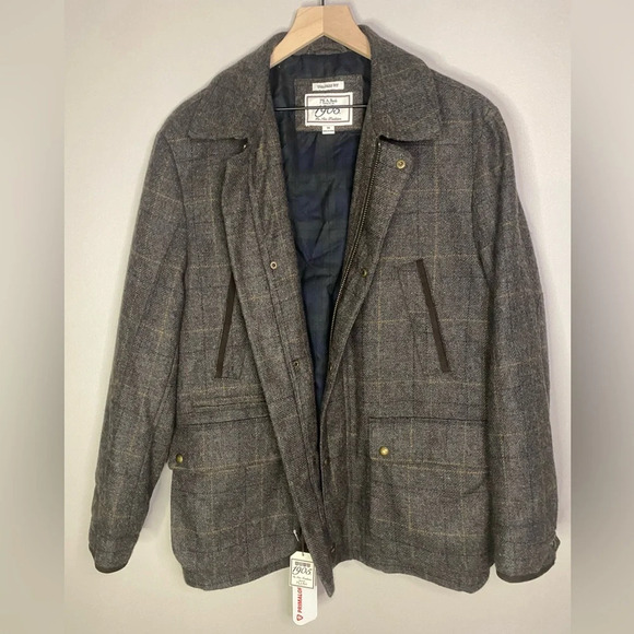 Jos. A. Bank Other - Jos A Banks 1905 Collection Grey Tan Plaid Wool Mens Medium Sport Jacket NEW NWT